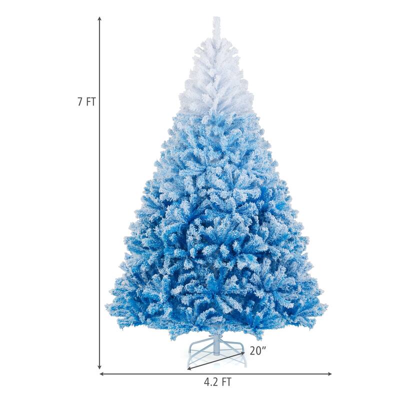Artificial Flocked Christmas Tree with Metal Stand and Snow-Tipped Branches Ideal Holiday Decoration