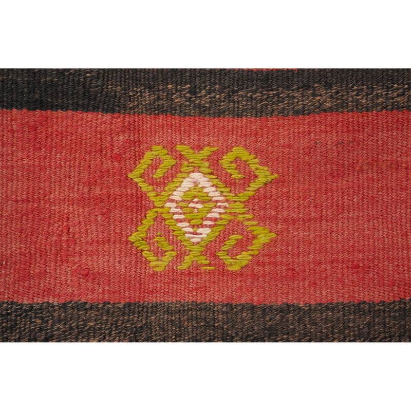 Hand Woven Oriental 100% Wool Carpet Southwestern Tribal Oranges & Rust Kilim Area Rug - 8' 9'' X 4' 8''