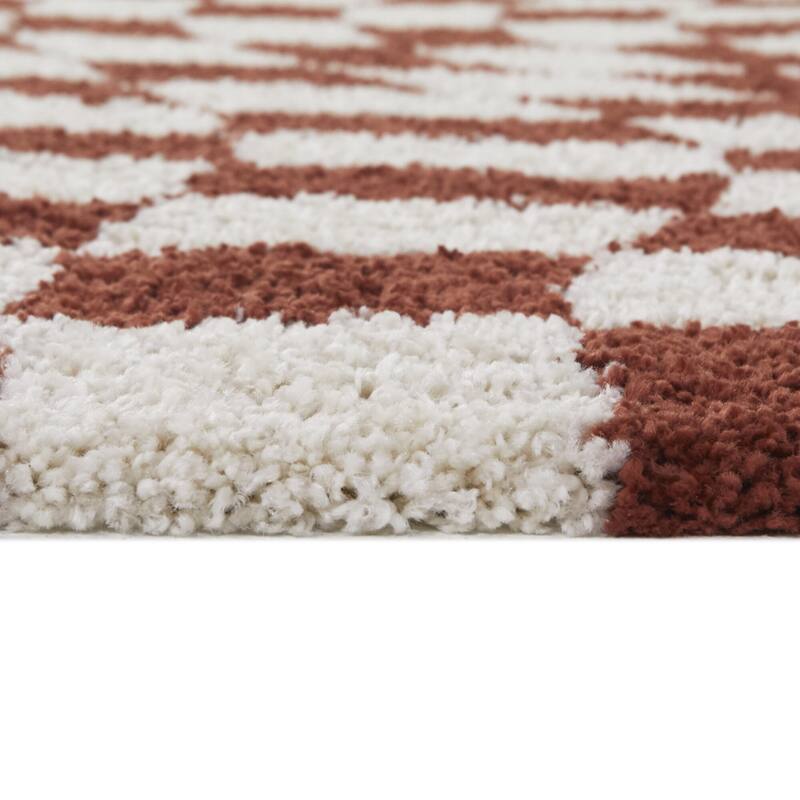 Luther Abstract Checkered Modern Shag Area Rug