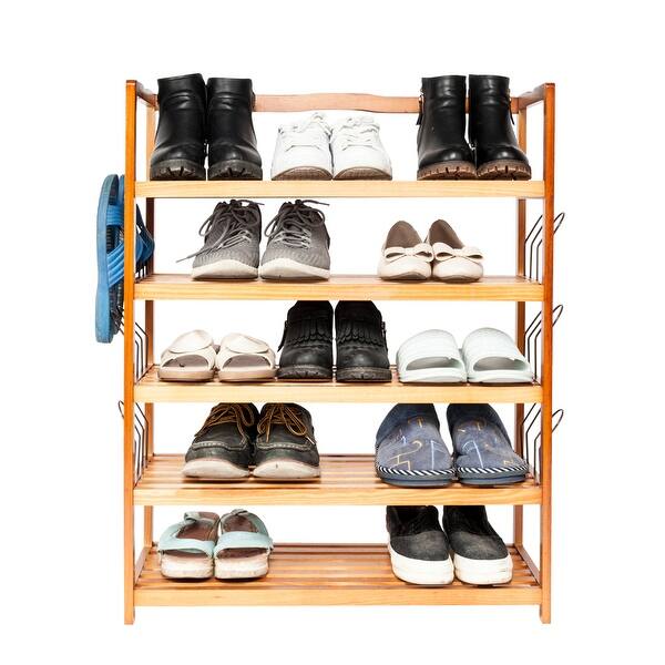 Shop Black Friday Deals On 5 Tier Simple Wooden Shoe Rack With 6 Pair Shoe Form Wood Color On Sale Overstock 32188184