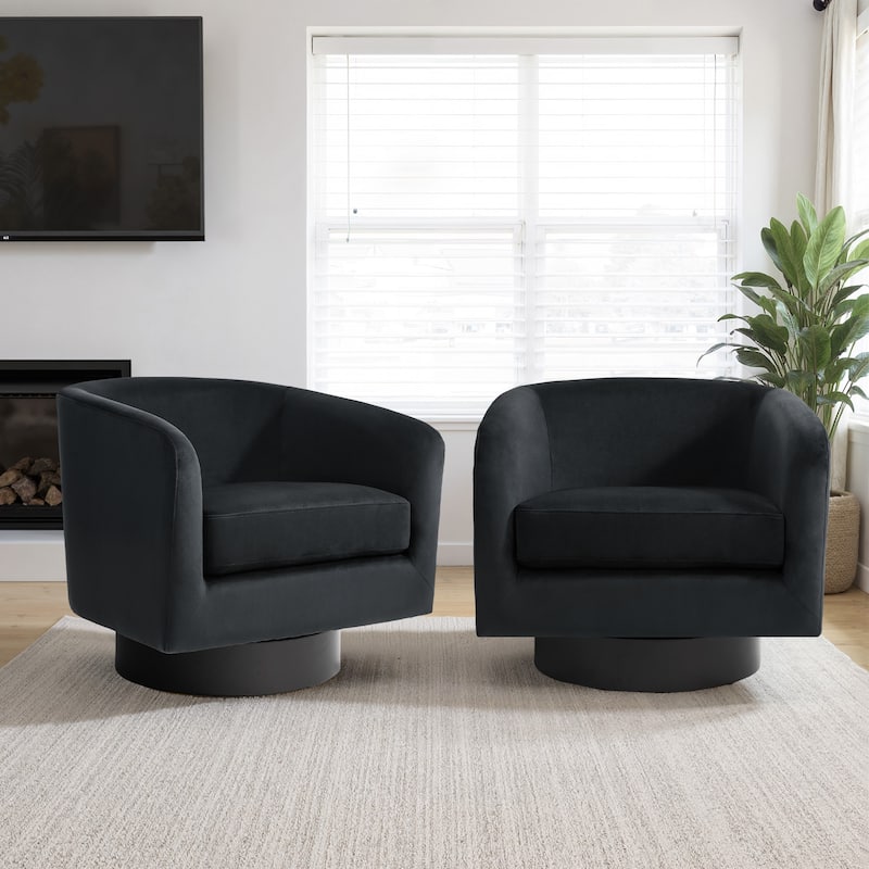 2 Set 360-Degree Swivel Round Barrel Chair Velvet Accent Chairs