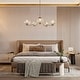 preview thumbnail 6 of 12, Modern Glam Gold 5-Light Wheel Chandelier Globe Colored Glass Lighting for Dining Living Room - W41.5" x H12"
