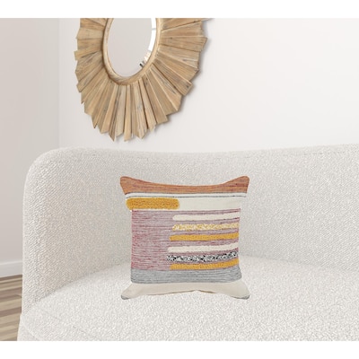 HomeRoots 18" X 18" Red and Ivory Linen Cotton Zippered Pillow