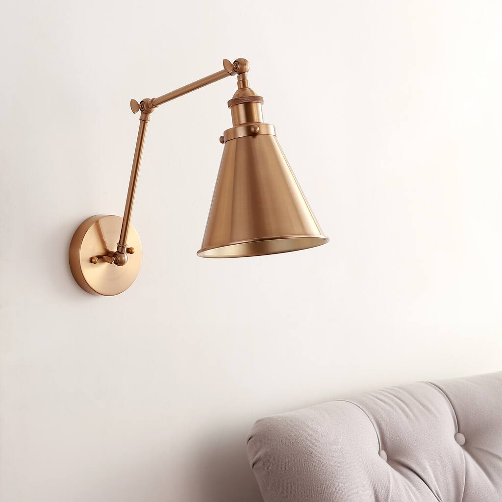 Rover 7" Adjustable Arm Metal LED Wall Sconce, Brass by JONATHAN Y
