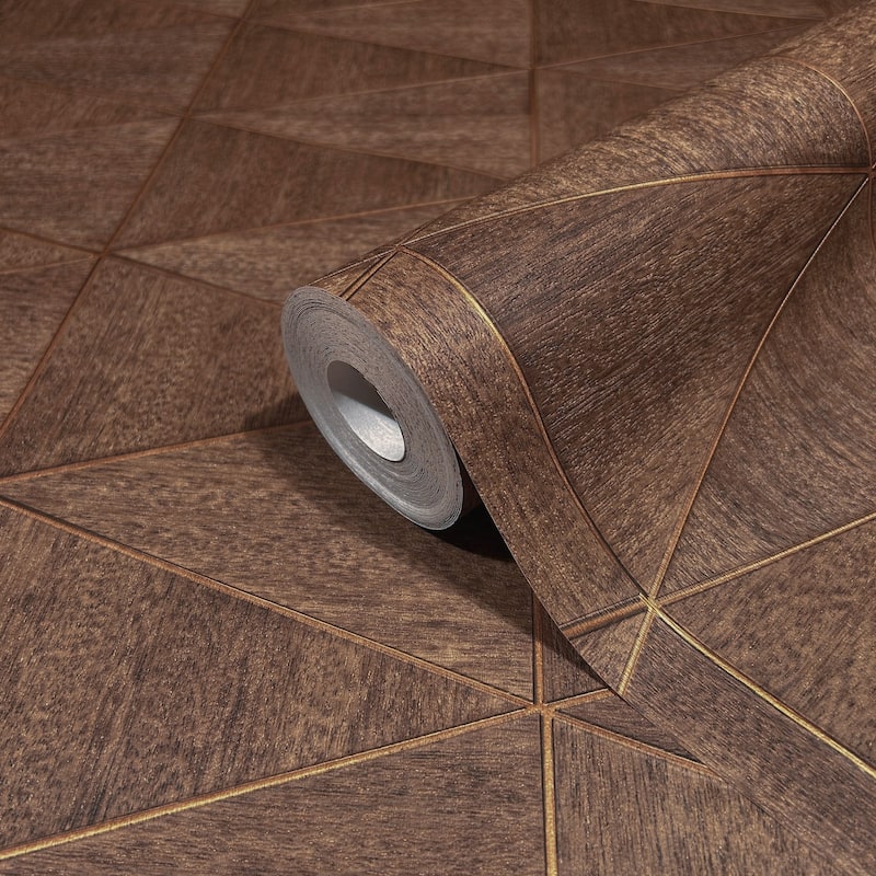 Galerie Wallcoverings Woods and Wicker Collection Triangular Wood Tile Matte Finish Vinyl on Non-woven Wallpaper Roll