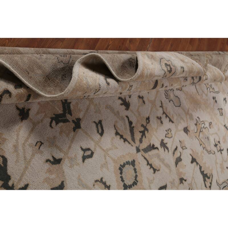 All-Over Floral Oushak Indian Area Rug Handmade Wool Carpet - 9'0" x 11'9"