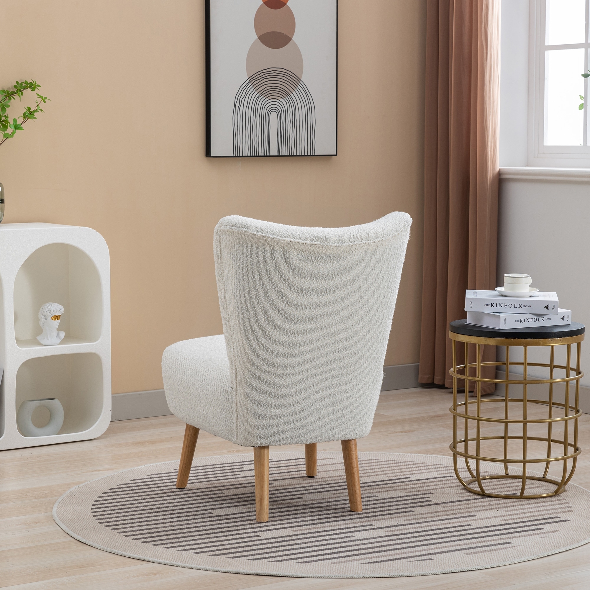 Cozy Curved Wingback Armchair, Corner Side Chair for Bedroom