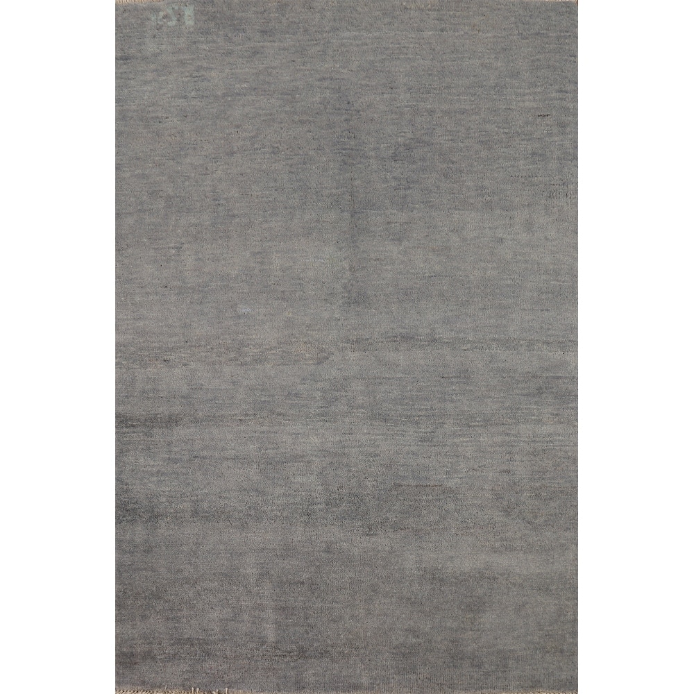 Modern Gray Gabbeh Oriental Foyer Rug Handmade Wool Carpet - 3'3"x 4'6"