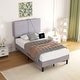 preview thumbnail 13 of 15, Javlergo Upholstered Platform Bed Frame with 2 USB Charging Station & Adjustable Headboard, Kids Bed Set of 2