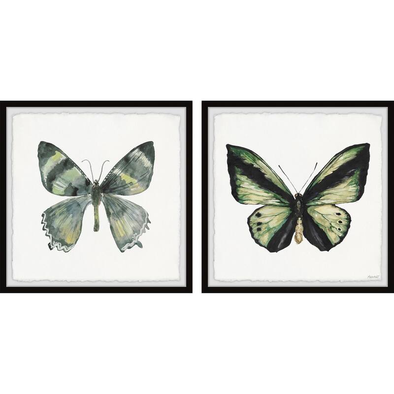 Lovely Green Butterflies Diptych
