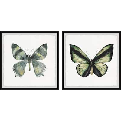 Lovely Green Butterflies Diptych