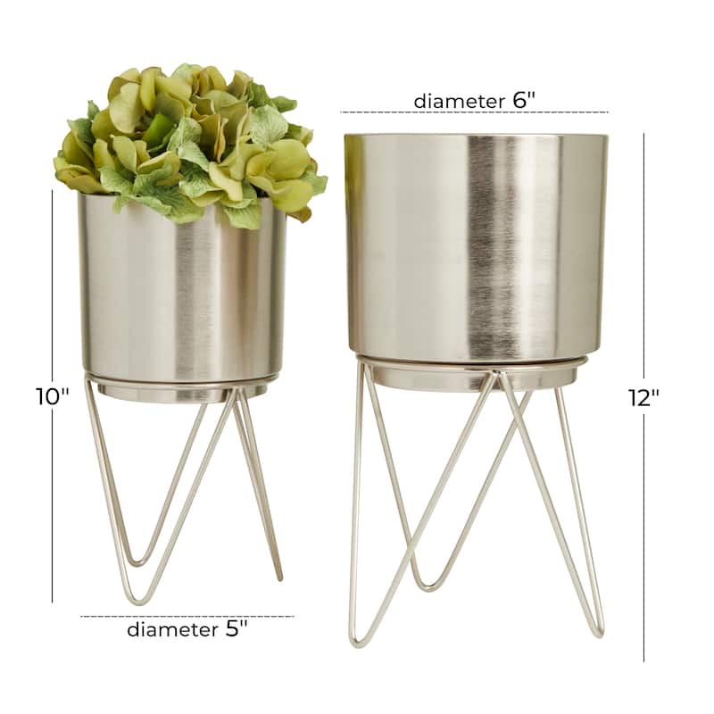 CosmoLiving by Cosmopolitan Metal Modern Planter (Set of 2) - S/2 12", 10"H