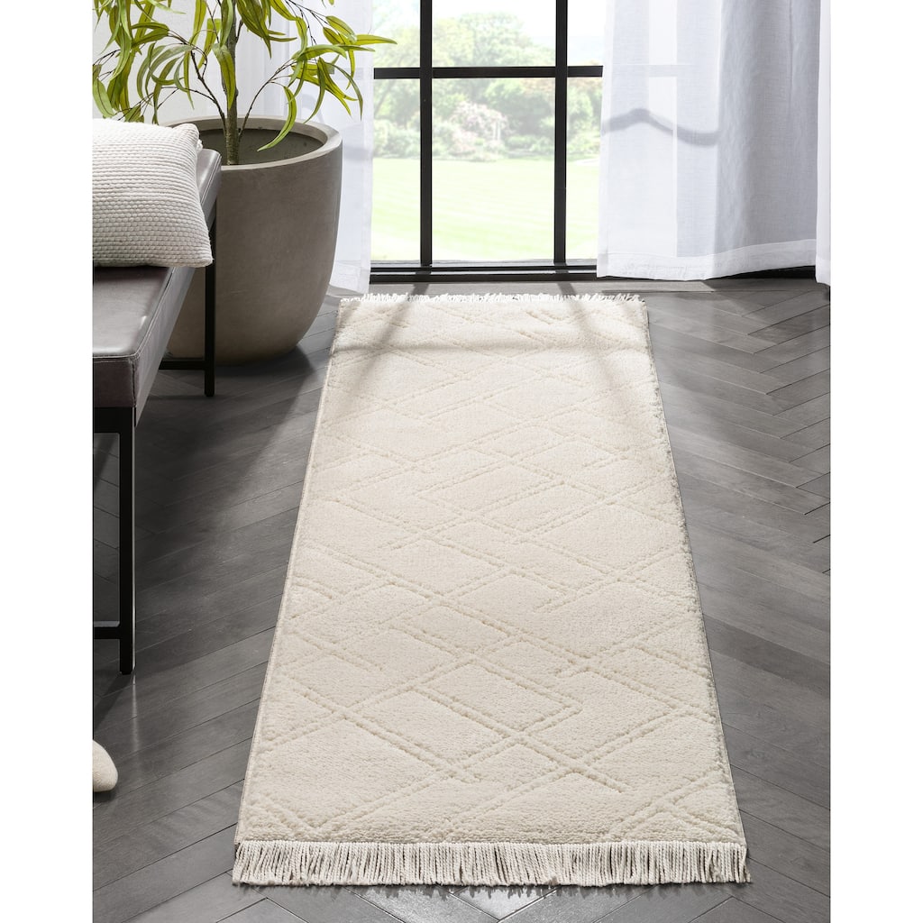 Well Woven Marina Firth Solid High Low Shag Area Rug