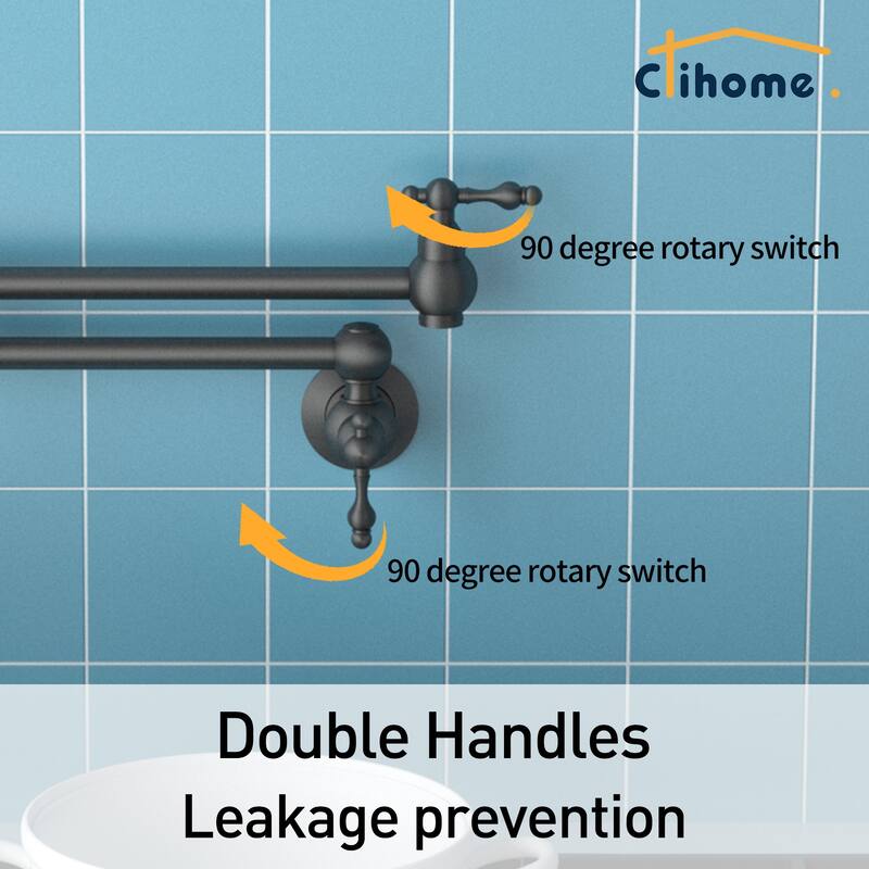 Clihome Traditional Wall Mounted Kitchen Pot Filler Faucet