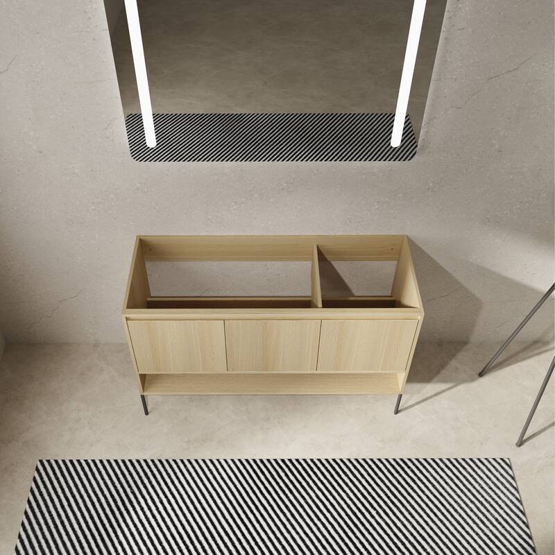 Freestanding Bathroom Cabinet with Four Doors, Floor-to-Ceiling Storage in Engineered Wood (No Top Sink Included)