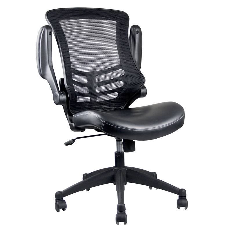 Techni Mobili Stylish Mid-Back Mesh Office Chair with Adjustable Arms, Black