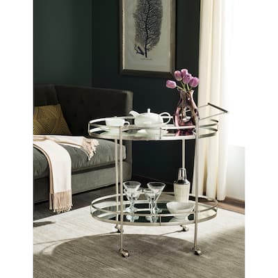 SAFAVIEH Dante Silver/ Mirror Top Bar Cart - 30" x 19" x 33.6"