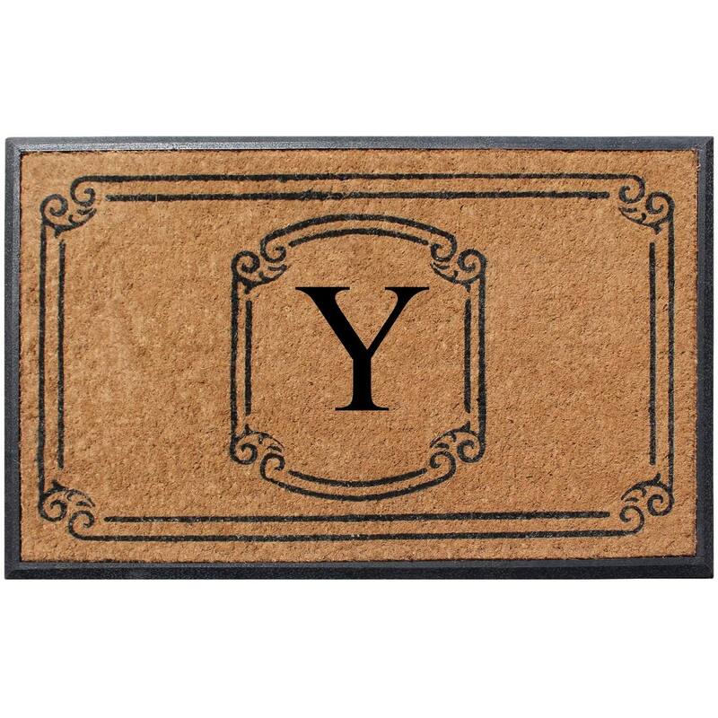 A1HC Natural Coir Monogrammed Door Mat For Front Door, 30"x48" - Y