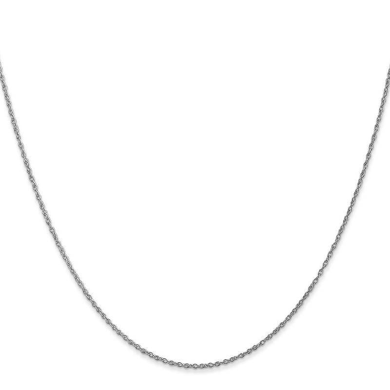 Curata 10k White Gold 0.8mm D/C Light Baby Rope Chain Necklace (Spring) Options: 16 18 20 24