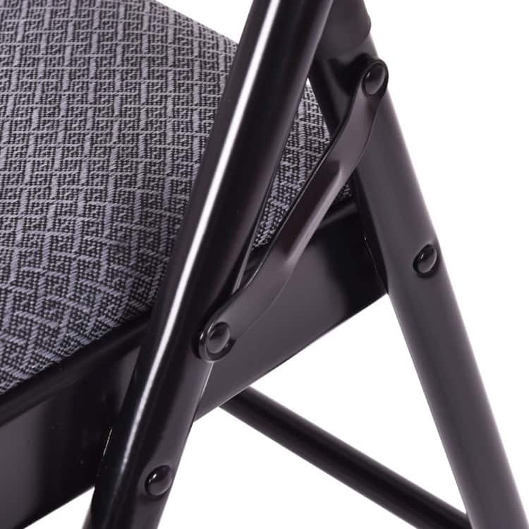 Black Fabric Upholstered Folding Chairs with Padded Seat and Sturdy Metal Frame - 18" x 20" x 30"