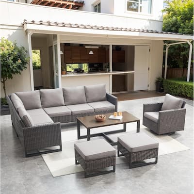 Wicker Patio Conversation Set with Cushion and Table
