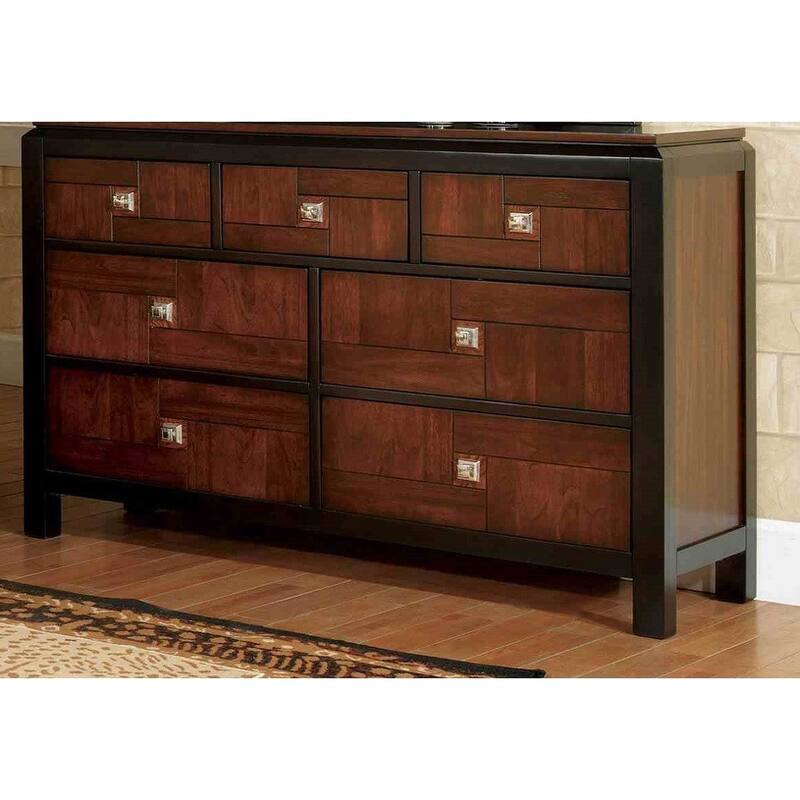 3pc Walnut Finish Bed Dresser Mirror Bedroom Set Classic