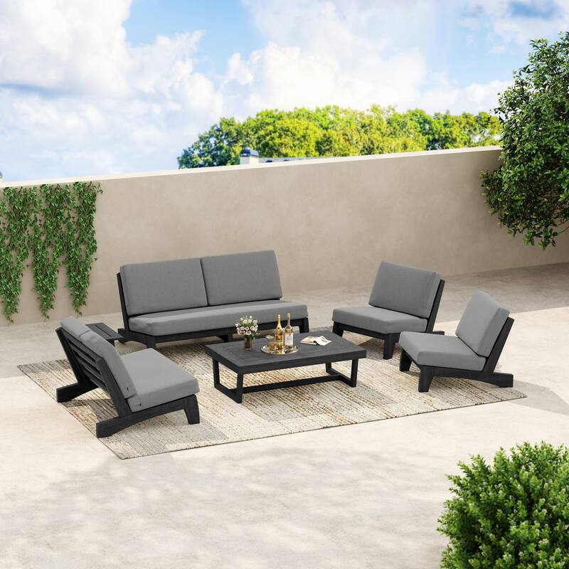 8-Piece Outdoor Sofa Set with Loveseat, 2 Club Chairs & Matching Tables