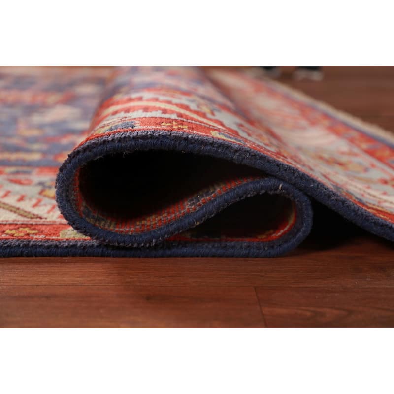 Hand Knotted Oriental 100% Wool Carpet Transitional All-Over Navy Blue & Blues Oushak Area Rug - 9' 11'' X 7' 9''