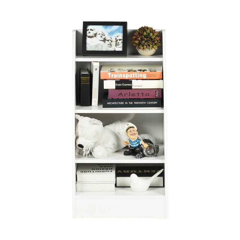 Homy Casa Kids' White Bookshelf, 4-Tier Board Storage Organizer