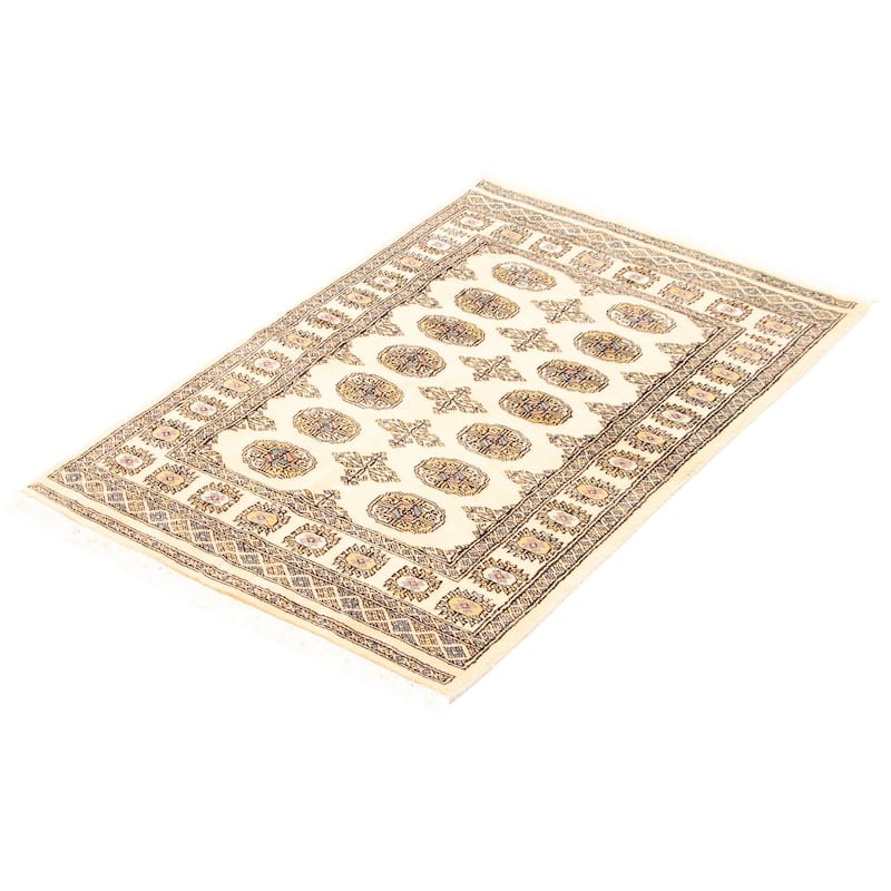 ECARPETGALLERY Hand-knotted Peshawar Bokhara Beige Wool Rug - 3'1 x 3'5