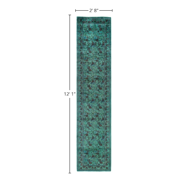 Overdyed One-of-a-Kind Hand-Knotted Area Rug - Green - 2' 8" x 12' 1"