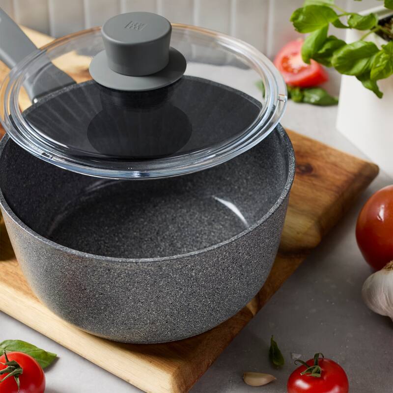 ZWILLING Parma Plus Ceramic Aluminum Ceramic Nonstick Saucepan with Lid - Grey