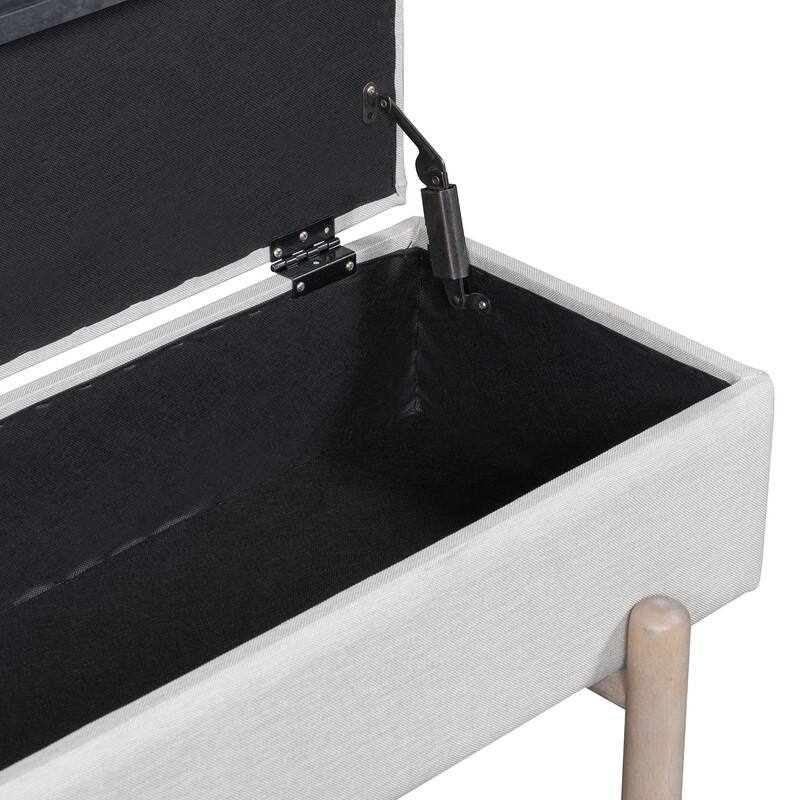 Modern 47.2" Upholstered Storage Bench with Hidden Compartment for Entryway and Living Room