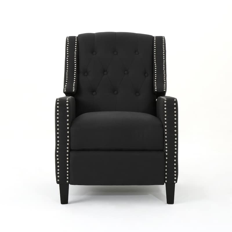 Pushback Recliner Chair, Fabric Armchair Push Back Recliner with Rivet Trim, Mid Century Tufting Accent Chair for Living Room