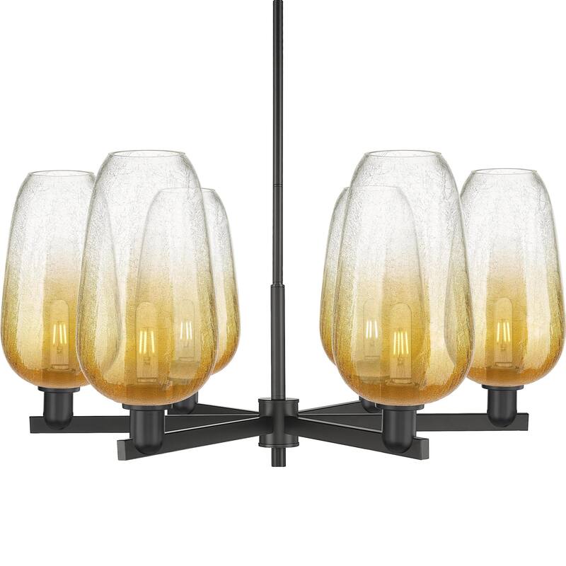 Innovations Lighting 716-6CR-17-24 Brookhaven Flute Chandelier - Matte Black / Amber