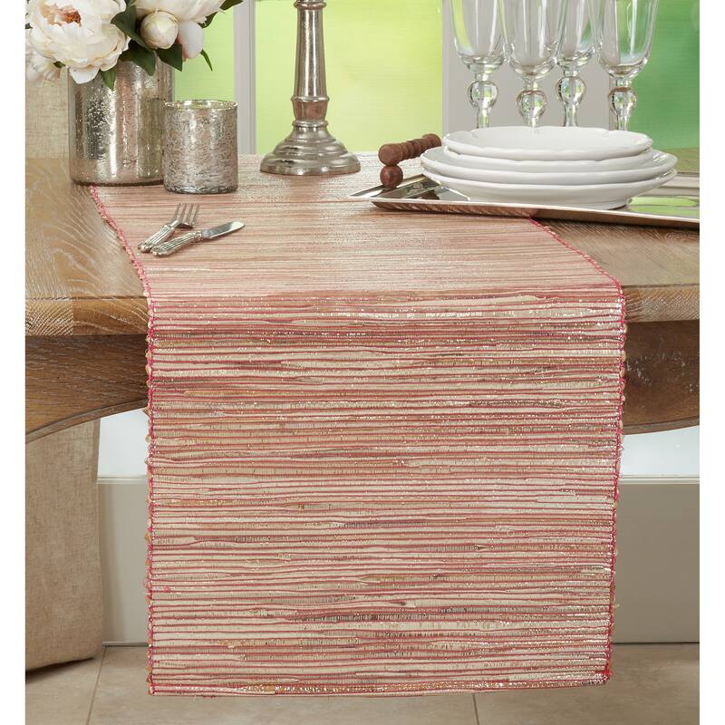 Nubby Table Runner With Shimmering Woven Design - 16"x72" - Rust