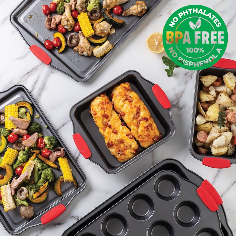 Country Kitchen Nonstick Stackable Bakeware Set - Durable, Easy Release Baking Set, Cream, 13 Pcs