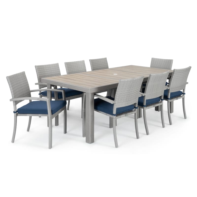 Portofino Comfort 18 Piece Sunbrella Outdoor Patio Sectional Seating & Dining Set with Umbrella