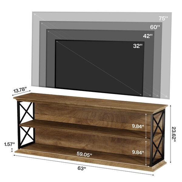 TV Stand for 75-Inch TVs, 63-Inch Industrial Entertainment Center