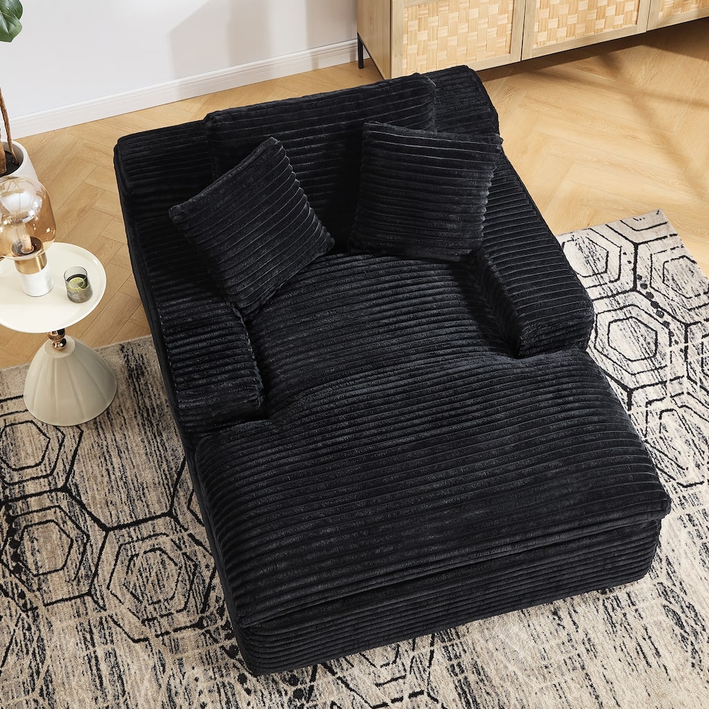 67" Upholstered Chaise Lounge Chair Sleeper Sofa Bed with Pillows, No Assembly Required