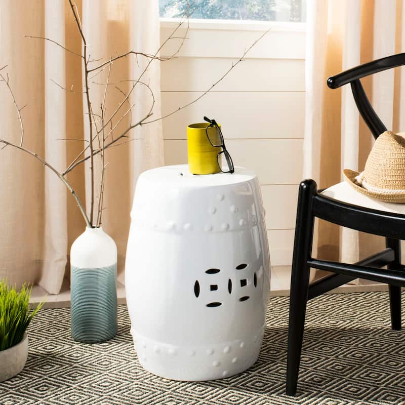 SAFAVIEH Paradise Evalyn Treasures White Ceramic Garden Stool - White