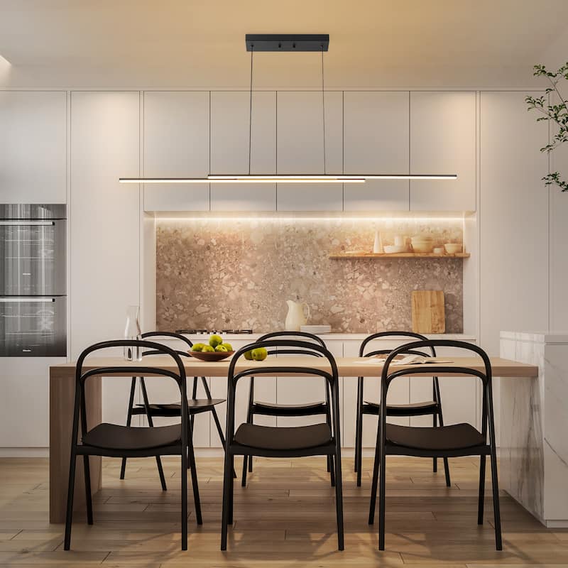 59" Modern Black/Gold Linear Integrated LED Pendant Kitchen Island Light Bar