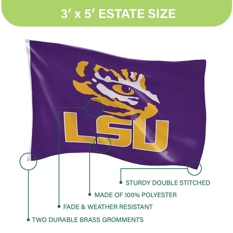 Louisiana State University Single Sided Flag w/ 2 Grommets, 3'x5'
