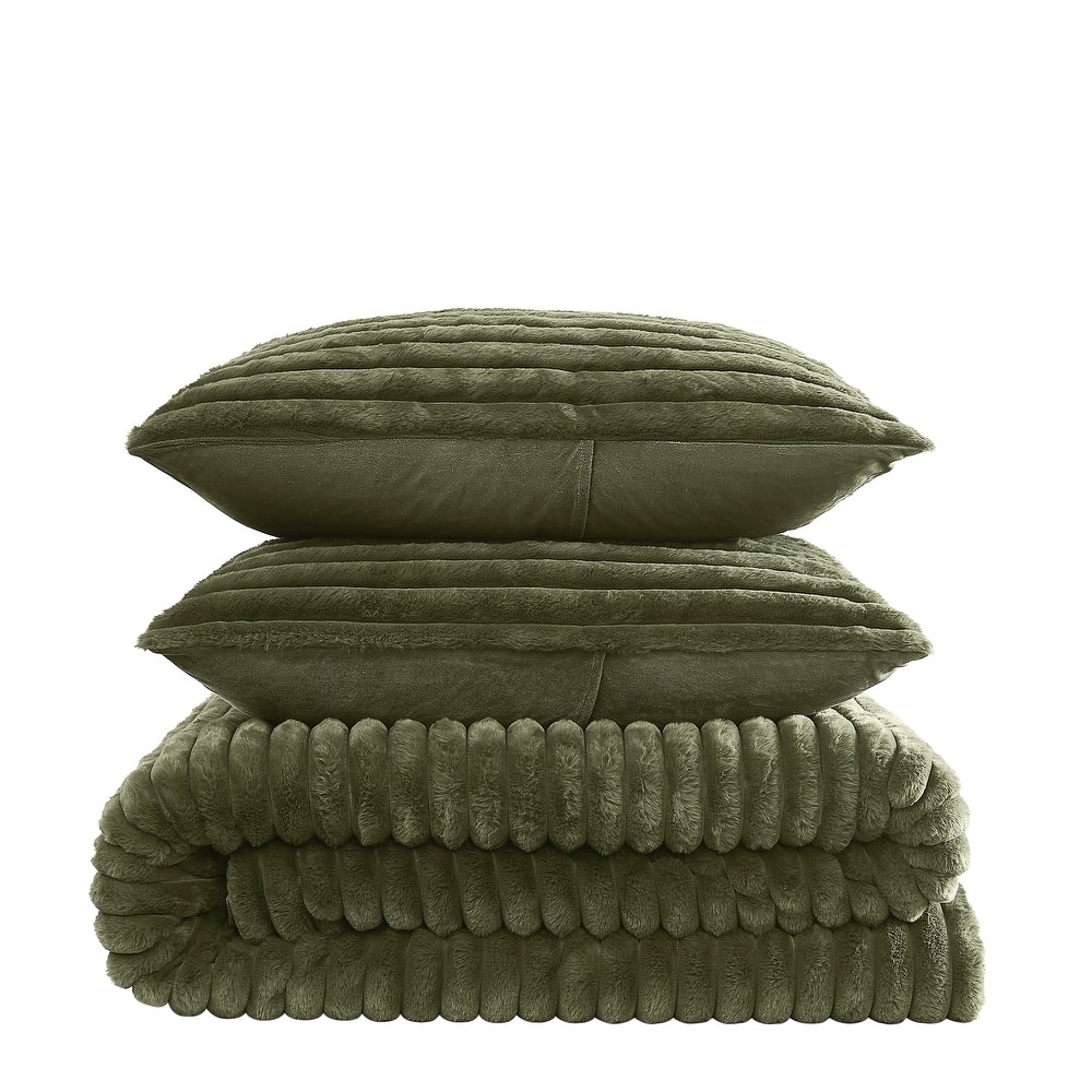 Frye Channel Faux Fur 3 Piece Comforter Set