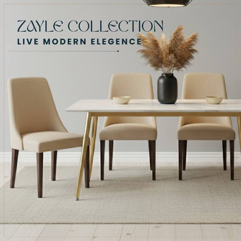 Zayle Dining Table with a 71" Rectangular Top and Gold Steel Base