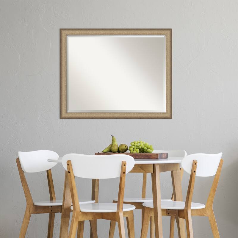 Beveled Wall Mirror - Elegant Brushed Bronze Narrow Frame