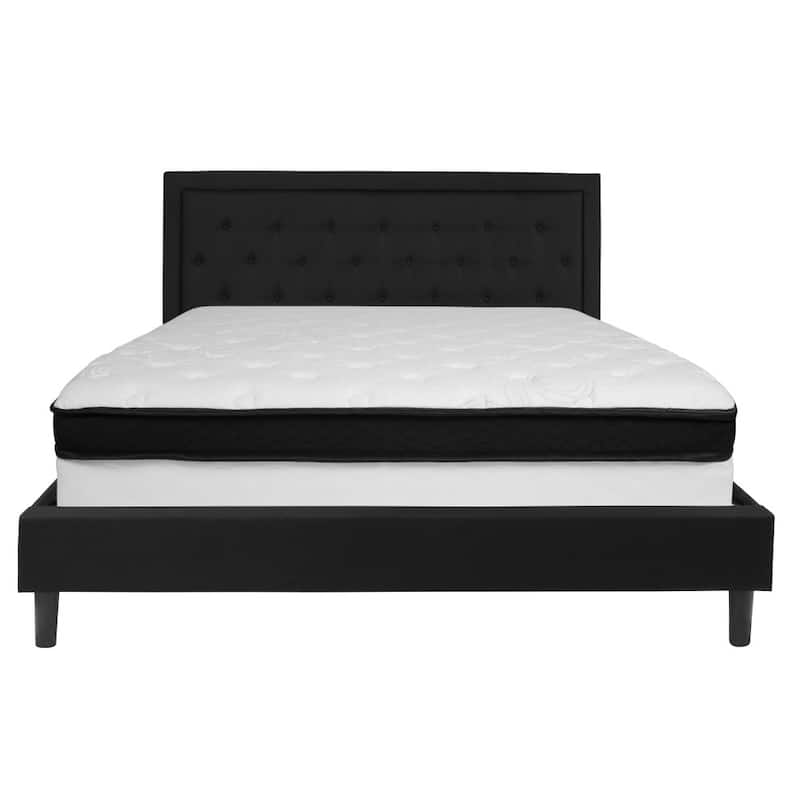 Panel Tufted Platform Bed and Memory Foam Pocket Spring Mattress