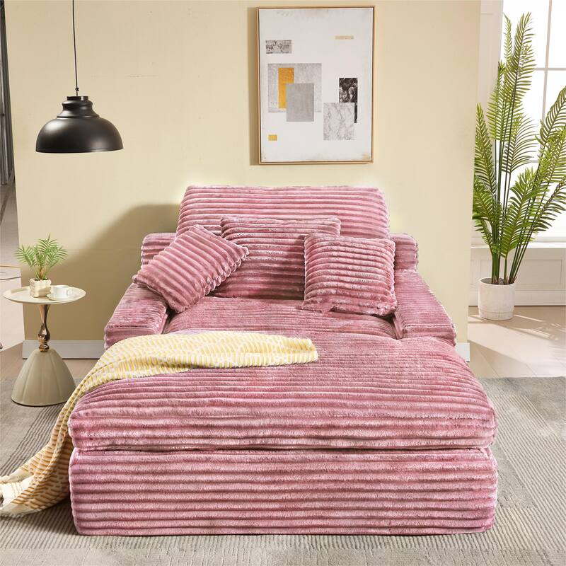 Modern Upholstered Chaise Lounge Sofa for Living Room Office, 75" Oversized Leisure Sofa 2 Seat Sleeper Couch with Pillows