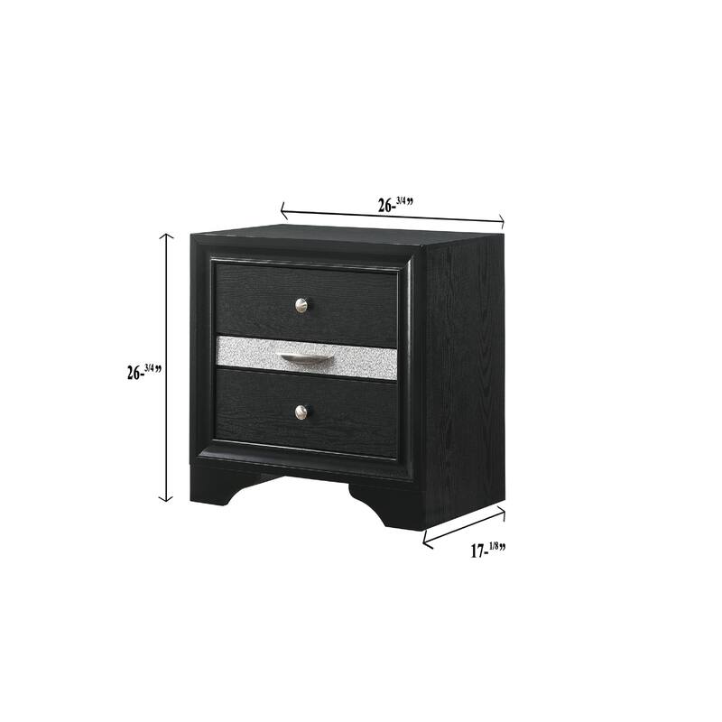 Modern 2-Drawer Glam Nightstand with Dovetail Construction and Jewelry Tray