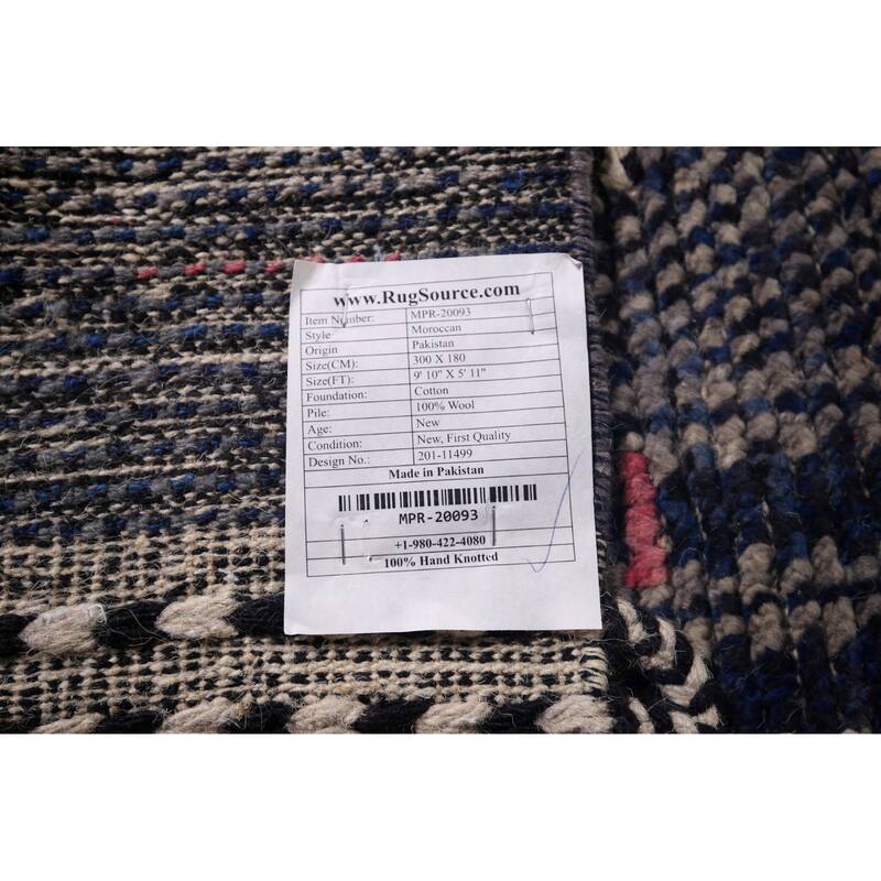 Navy Blue Moroccan Oriental Area Rug Handmade Wool Carpet - 5'11"x 9'10"